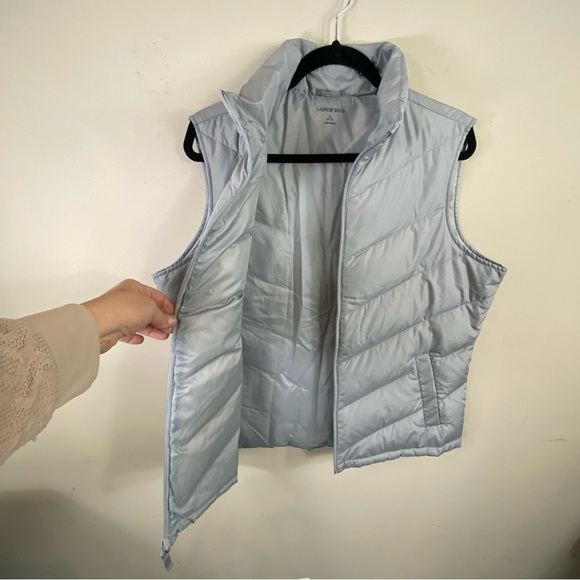 Lands’ End Women’s Gray Full Zip 80/20 Down Filled Puffer Vest Sz L (14-16) - Picture 7 of 13